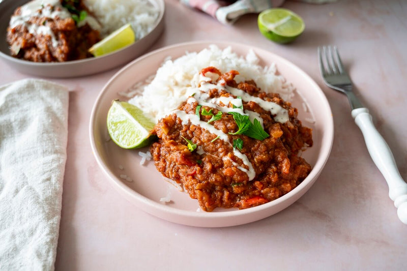 Chili sin carne met bonenpuree
