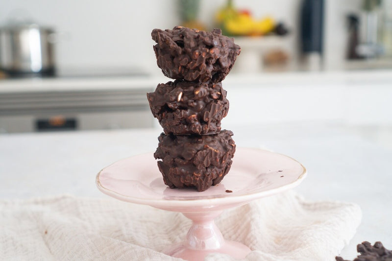 Chocolade rotsjes met gepofte granen